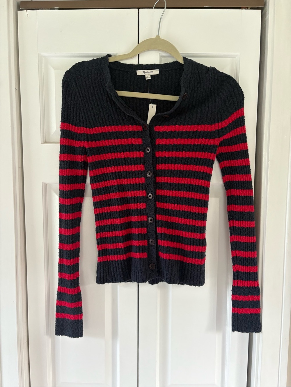 Madewell striped boucle-knit cardigan
